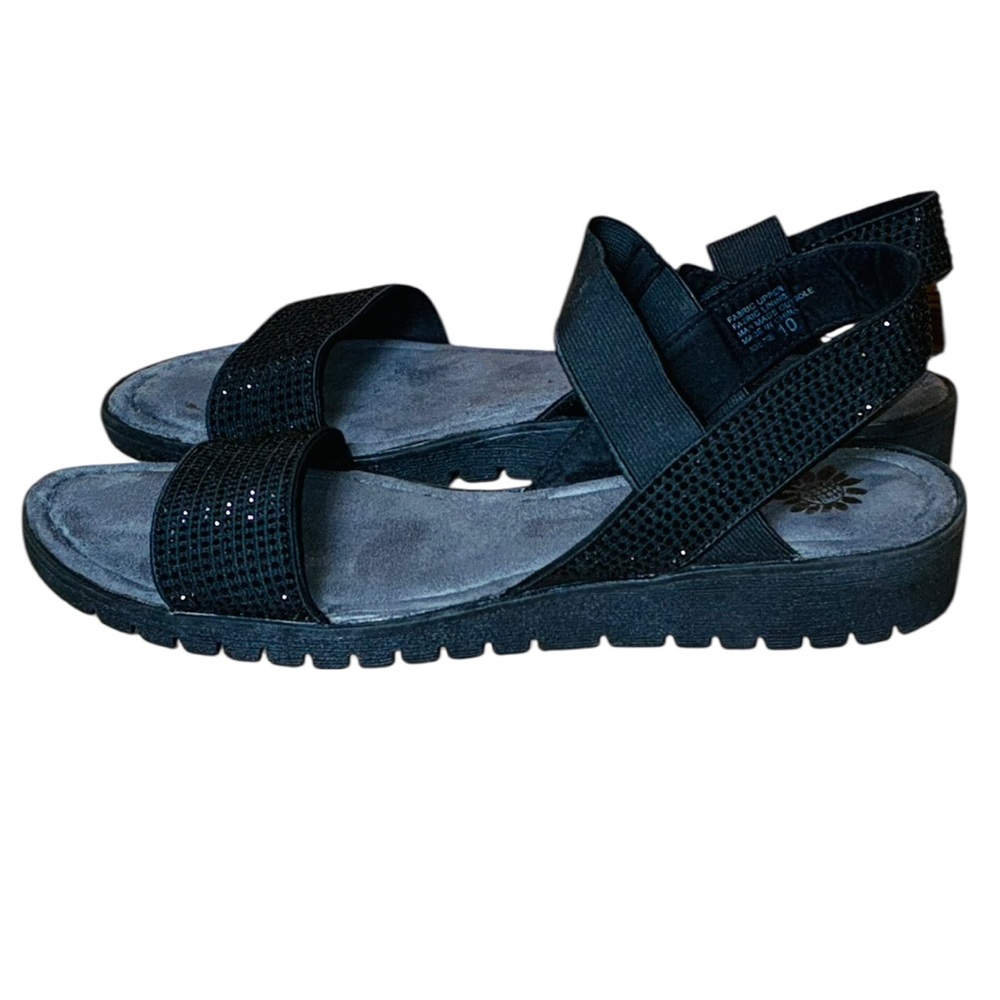 Yellowbkx Black Embellished Sandals